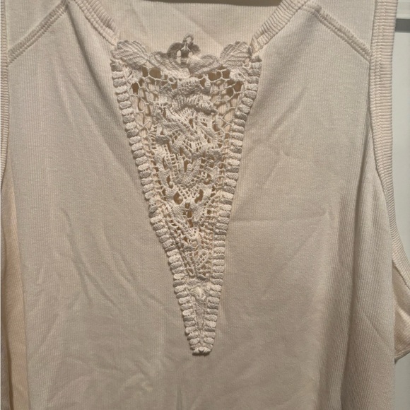 Torrid: Cotton Modal Rib Notch Neck Crochet Inset Tank - Picture 6 of 6